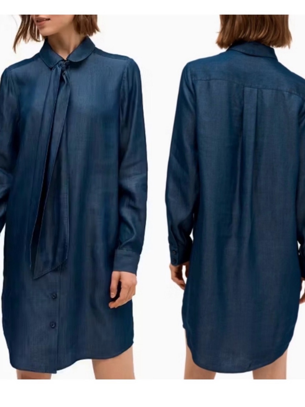 kate spade Midnight Blue Long-Sleeve Tie-Neck Shirt Dress